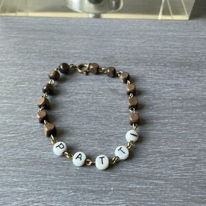 Handmade Patti bracelet brown, cream and gold colored